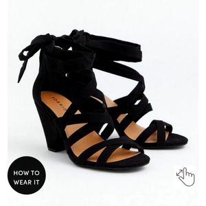 Torrid size 8.5 WW, cone heel ankle wrap sandals